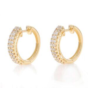 Sonia B Diamond Hoop Earrings - Yellow Gold 14k Round Brilliant 1.00ctw Pierced